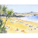 Julia PASCOE (British b. 1967) St Ives, Watercolour, Signed lower left, Titled and signed on label