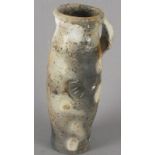 Nic COLLINS (British 20th/21st Century) A ribbed tall pottery vase with handle to neck, 15" high (
