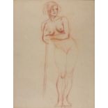 Ernest PROCTOR (British 1886-1935) Standing Nude, Red chalk, circa 1929, 23.25" x 17.25" (58cm x