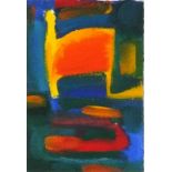 Roy WALKER (British 1936-2001) Abstract in Green, Red and Orange, Watercolour 7.5" x 12" (19cm x