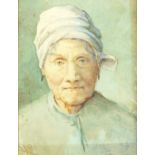 19th Century Newlyn School, Portrait of an Elderly Woman, Watercolour, Signed with initials lower