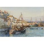 Charles Eddowes TURNER (British 1883-1965) Cornish Harbour - possibly Mousehole, Watercolour, Signed