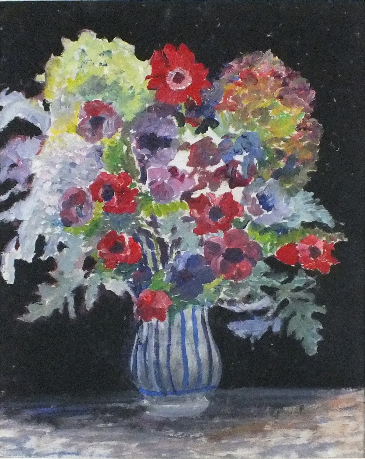 Elizabeth Lamorna KERR (British 1905-1990) Summer Flowers in a Striped Vase, Oil on board, 19.5" x