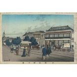 Kiyochika KOBAYAHSI (Japanese 1847-1915)  Fire at Ryogoku from Hama-cho, Woodblock print circa 1881,