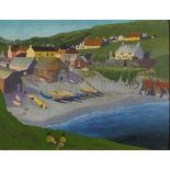 Margaret HYDE (British 20th Century) Cadgwith Fishing Cove, Oil on canvas board, Signed and titled