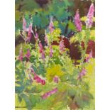 Barbara KARN (British b. 1949) Foxgloves, Watercolour and gouache, Signed lower right, signed and