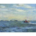 David GRIFFITHS (British b. 1939) The Waverley Leaving Penarth, Oil on canvas, Signed lower left,