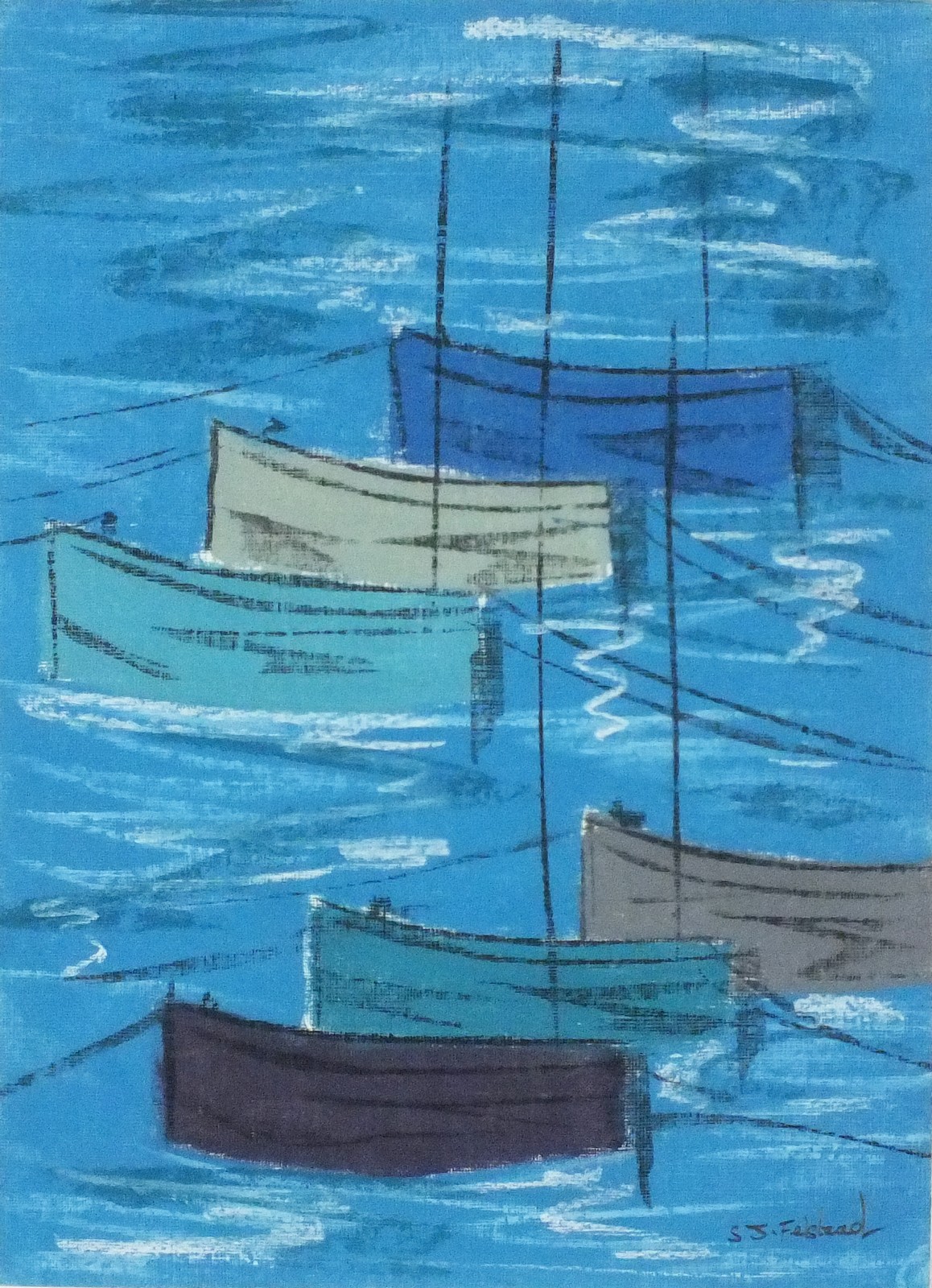 Stephen J FELSTEAD (British b. 1957) Moored Boats Late Afternoon Mousehole, Pastel on paper,