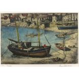 Edward Bouverie HOYTON (British 1900-1988) Mousehole, Coloured engraving, Signed, titled and