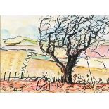 Patricia SCOTT (British 20th Century) Penwith Moorland II, Ink and watercolour on paper, Signed