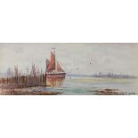 Abraham HULK jnr (British 1851-1922) Massed Sailing Vessels in an Estuary, Watercolour, Signed lower