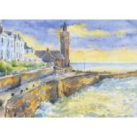 Julia PASCOE (British b. 1967) Sunset at Porthleven, Watercolour, Signed lower right, titled and