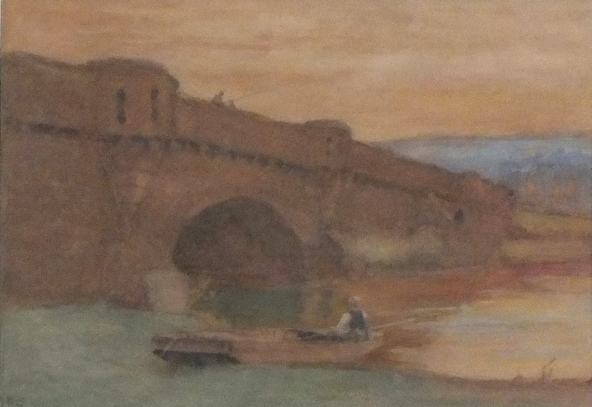 Arthur WINTER-SHAW (British 1869-1948) Houghton Bridge, Pastel, Signed with initials lower left, 9.