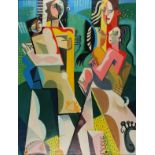 Carl JAYCOCK (British b. 1963) Family of Cubist Figures, Oil on canvas, Signed and dated 1987