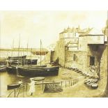 Andrew WATTS (British b. 1947) Old Newlyn Harbour, Gicleé print, titled and signed on certificate