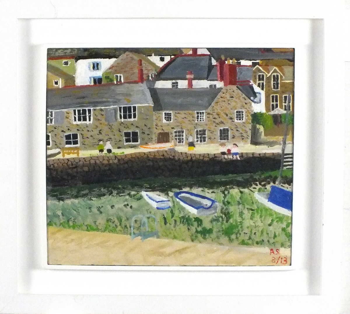 Andrew STEWART (British b. 1948) Low Tide, Mousehole Harbour, Oil on board, Signed with initials and - Image 2 of 2