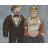 Horas KENNEDY (British 1917-1997) Edwardian Couple (Bride & Groom), Oil on board, titled verso, 19.