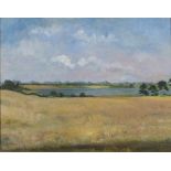 Miriam HAINES (British 20th Century) Near Blythburgh Suffolk, Oil on board, Inscribed with title and