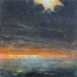 Richard Lannowe HALL (British b. 1951) Dawn at Sea, Gouache on card, Signed with monogramme lower