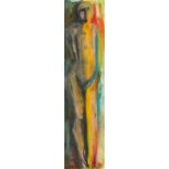 Nina GOW (British 20th Century) Standing Nude, Watercolour, Inscribed verso, 19.75" x 4.25" (50cm