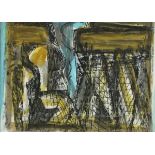 Reginald James LLOYD (British b. 1926) Nets Drying, Monotype and watercolour, Signed lower left,