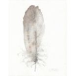 Lou JOHNS (British b. 1971) Duck Feather I, Watercolour, Signed lower right, titled verso, 4" x 4"