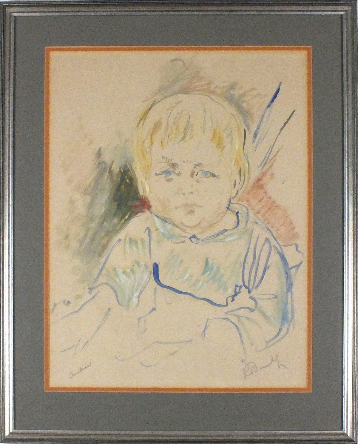 Ronald Ossory DUNLOP (British 1894-1973) Andrew - Child seated, Watercolour and mixed media, - Image 2 of 2