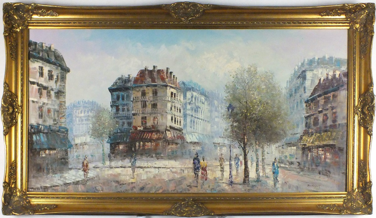 Caroline C BURNETT (British 19/20th Century) Parisian Street Scene, Oil on canvas, Signed lower - Image 2 of 2