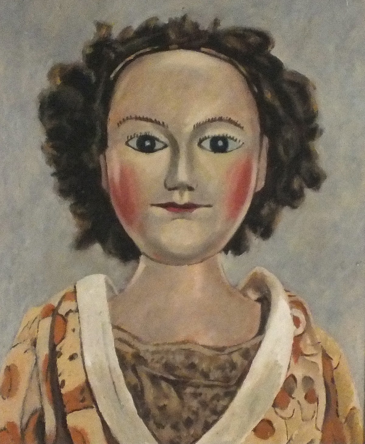 Horas KENNEDY (British 1917-1997) Edwina - doll with rouged cheeks, Oil on board, titled verso, 19.