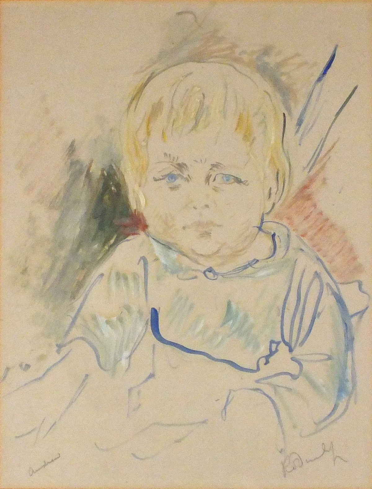 Ronald Ossory DUNLOP (British 1894-1973) Andrew - Child seated, Watercolour and mixed media,
