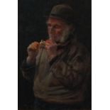 Percy Robert CRAFT (British 1856-1934) Old Salt - gentleman lighting a pipe, Oil on board, Signed