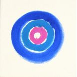 John MILLER (British 1931-2002) Three Concentric Circles in Blue and Pink, Gouache on paper folded