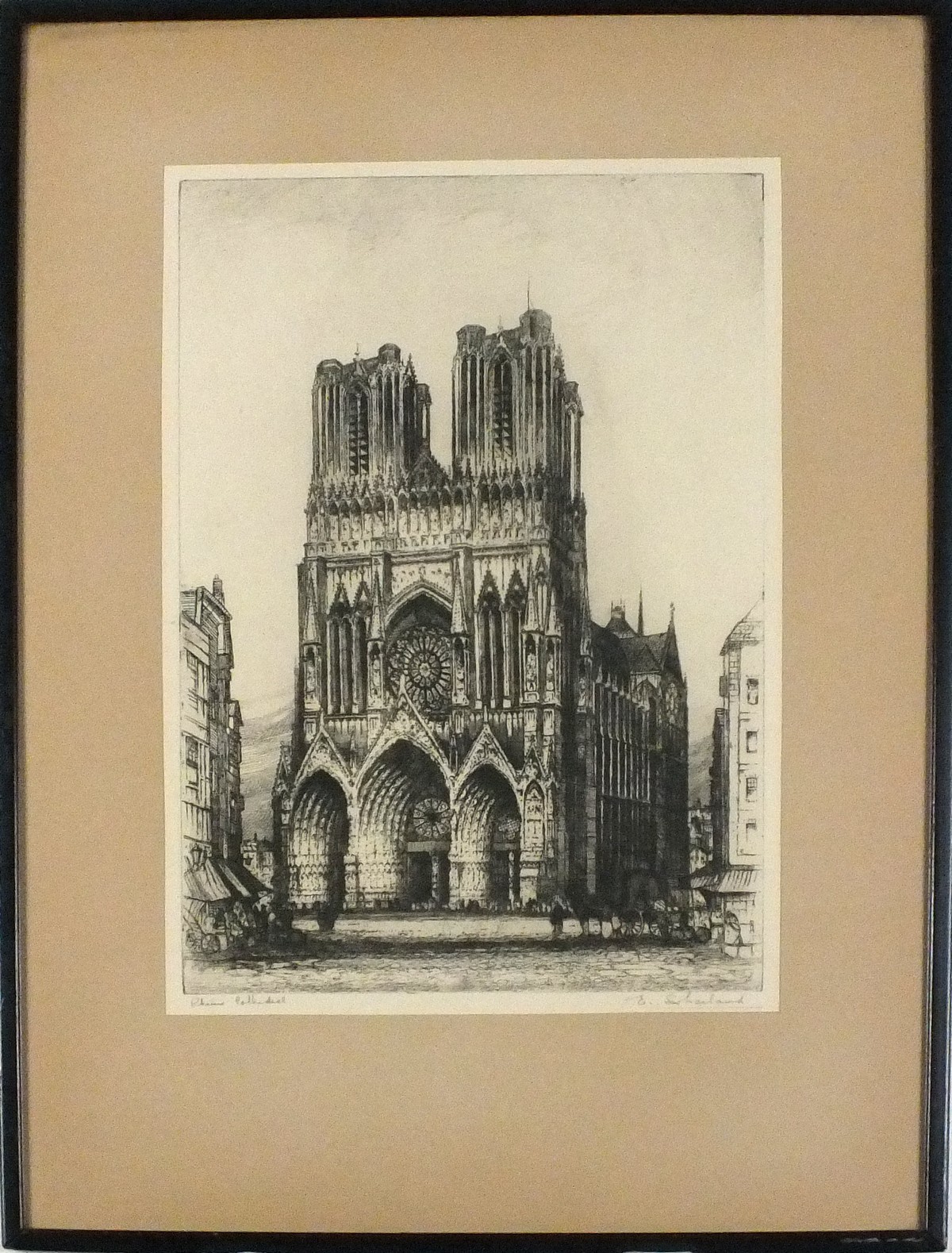 Edward W SHARLAND (British 1884-1967) Reims Cathedral, Steel engraving, Signed in pencil, 15.75" x - Image 2 of 2