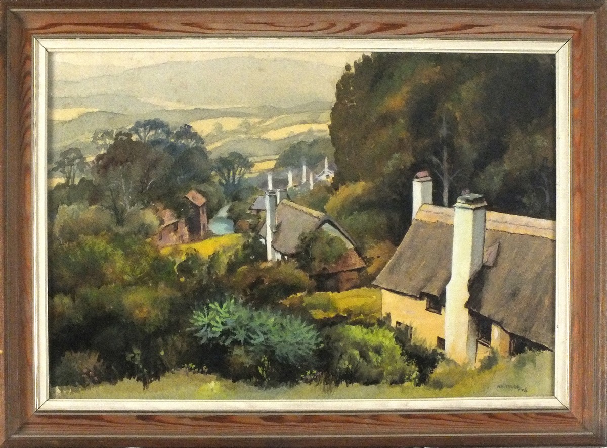 N E TYLER (British 20th Century) Selworthy - Devon, Watercolour, Signed and dated '73 lower right, - Image 2 of 2