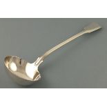 A heavy silver soup ladle, London 1870, George Adams, fiddle and thread pattern 274 gms