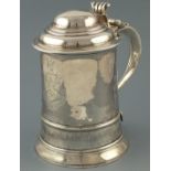 A Georgian silver lidded tankard,  London 1762, Thomas Whipham & Charles Wright, with domed cover
