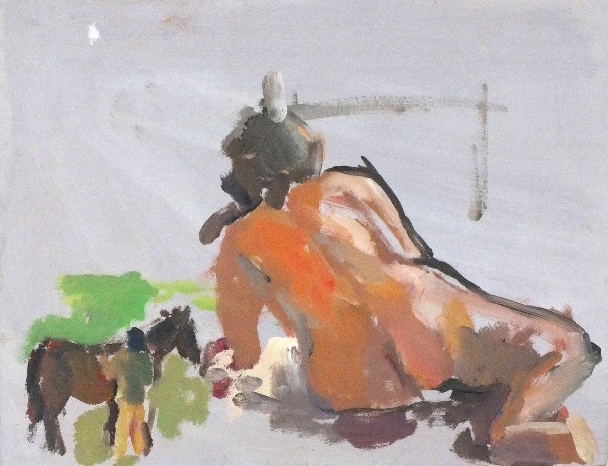 John HARVEY (British b. 1936) Nude Study - seated on a couch hands clasped, Oil on board, 19.75" x - Image 8 of 18