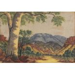 Richard MOKETARINJA (Australian - Arunta Tribe - 1916-1983) Glen Helen, Watercolour, Signed lower