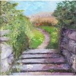 Lesley BICKLEY (British b. 1955) Zennor Path 2, Oil on canvas, Signed lower left, signed and