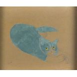 Anne SEFTON aka FISH (British 1890-1964) Velveteen - stretching cat, Watercolour, Signed lower left,