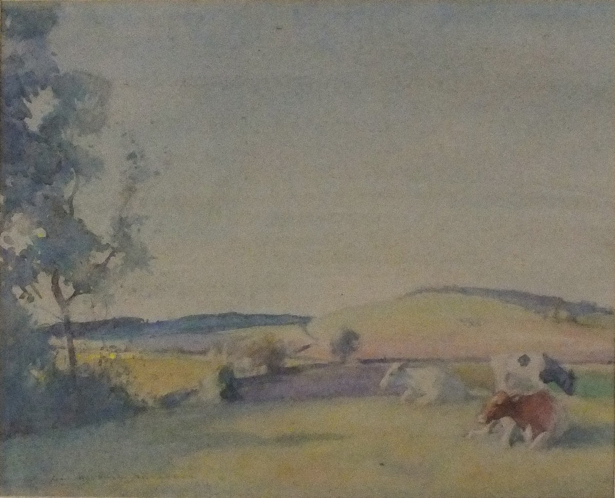 George Mottram MOORHOUSE (British 1882-1960) Cattle in a Summer Meadow, Watercolour, Signed and