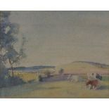 George Mottram MOORHOUSE (British 1882-1960) Cattle in a Summer Meadow, Watercolour, Signed and