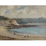 Joseph MILNER (British b. 1888) Figures in a Sandy Cove, Watercolour, Signed lower left, 9.5" x 13.