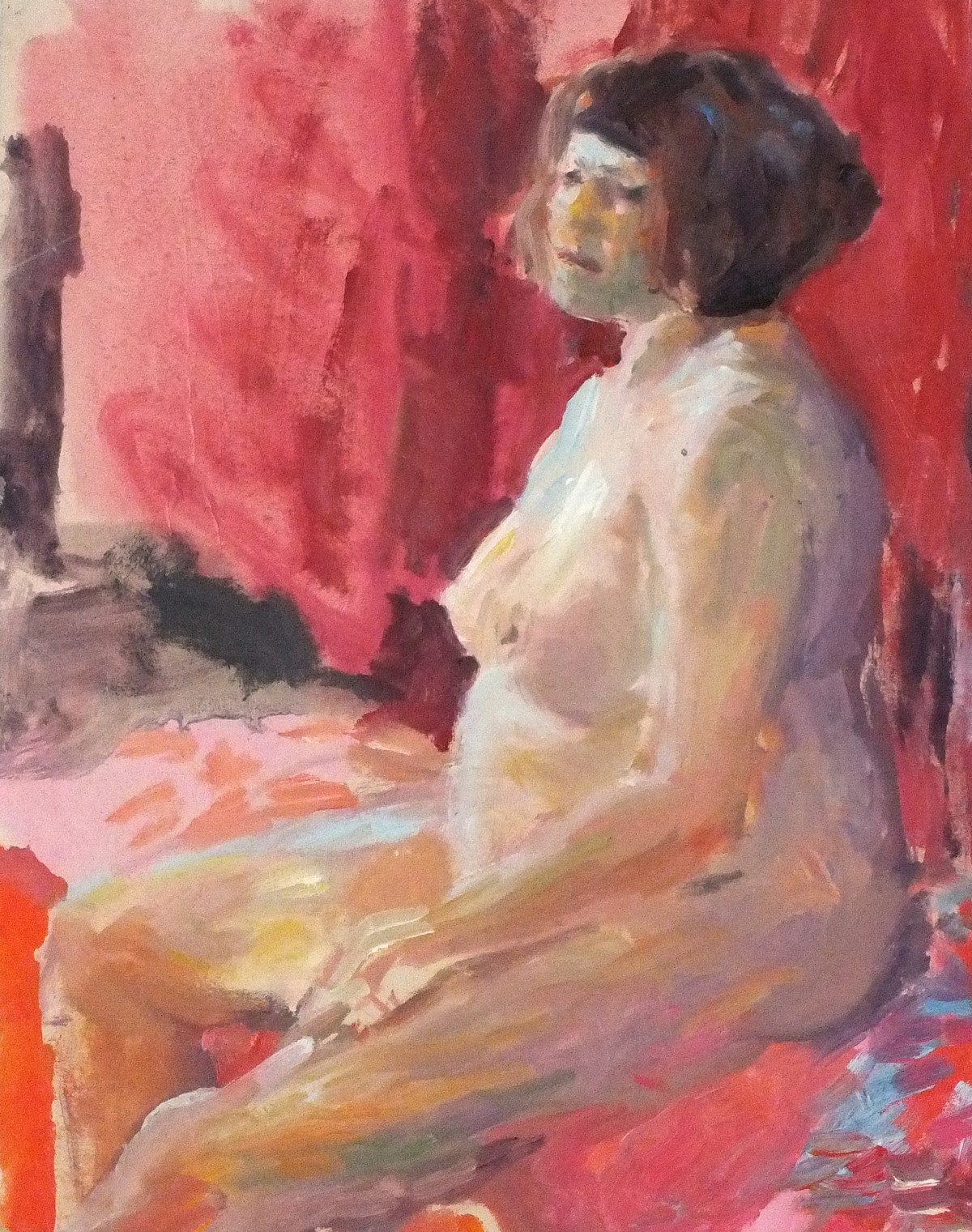 John HARVEY (British b. 1936) Nude Study - seated on a couch hands clasped, Oil on board, 19.75" x - Image 6 of 18