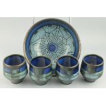 Celtic Pottery Newlyn a blue glazed pottery bowl of typical design, 8.25" (21cm) diameter,