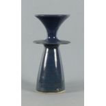 Patrick Allen TAYLOR a blue glazed vase, of unusual tapering form, broad girdle to neck and flared