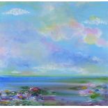 Tess JONES (British 1934) Anemone Sea, Acrylic on canvas, 19.75" x 19.75" (50cm x 50cm)
