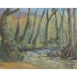 Manner of Denys LAW Lamorna Stream, Oil on board, Inscribed verso, 15" x 19.25" (38cm x 49cm)