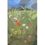 Sir Oliver HEYWOOD (British 1920-1992) Barley Field and Summer Flowers, Gouache, 13" x  8.25" (