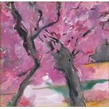 Jim WHITLOCK (British b. 1944) Cherry Blossom in a Japanese Garden, Gouache, Signed and dated '07